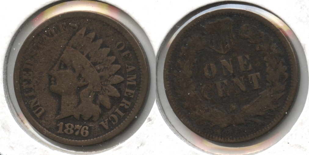 1876 Indian Head Cent Good-4 #k Cleaned
