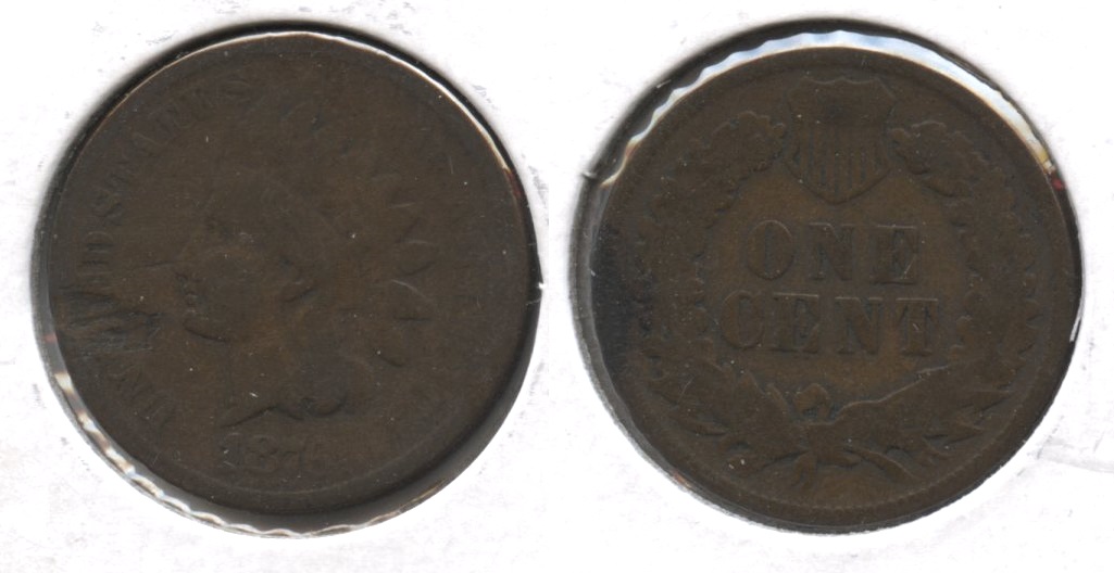 1876 Indian Head Cent Good-4 #x Obverse Flaw