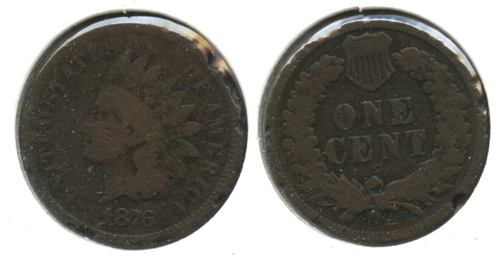 1876 Indian Head Cent Good-4 #z Edge Pitting
