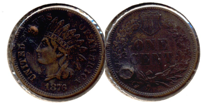 1876 Indian Head Cent VF-20 b Plugged