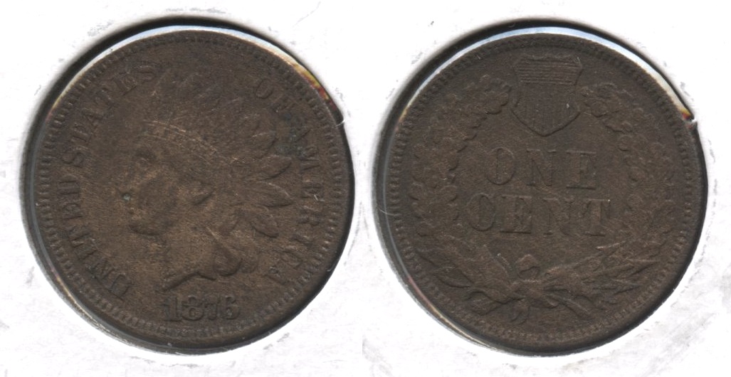 1876 Indian Head Cent VG-8 #b Porous