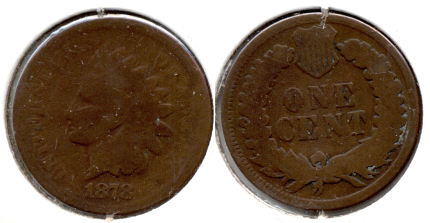 1878 Indian Head Cent Good-4 e Cleaned
