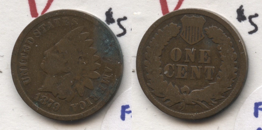 1879 Indian Head Cent Good-4 #al Green Patch