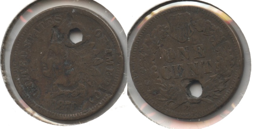 1879 Indian Head Cent Good-4 #s Holed