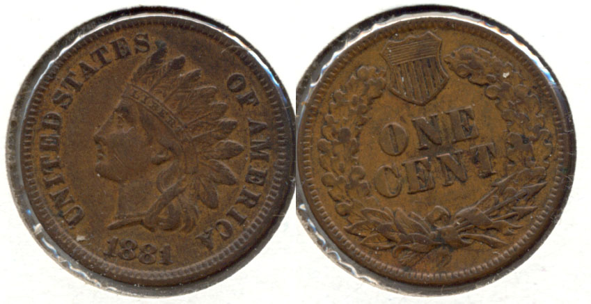 1881 Indian Head Cent AU-50