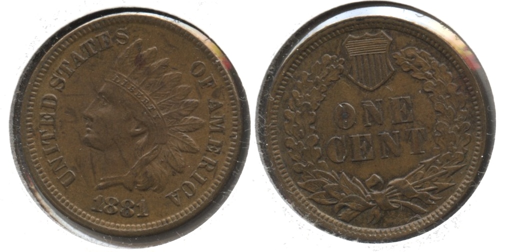 1881 Indian Head Cent AU-58