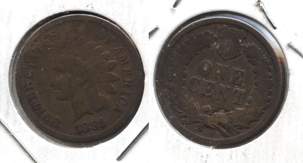 1881 Indian Head Cent Good-4 #an Cleaned Retoned