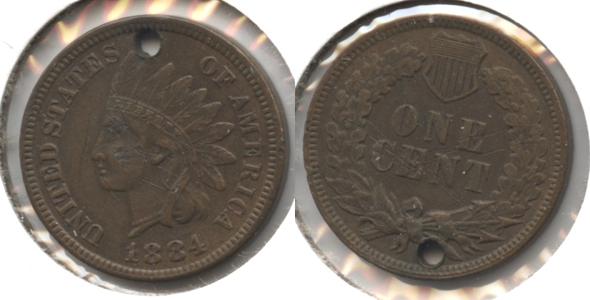 1884 Indian Head Cent EF-40 #a Holed