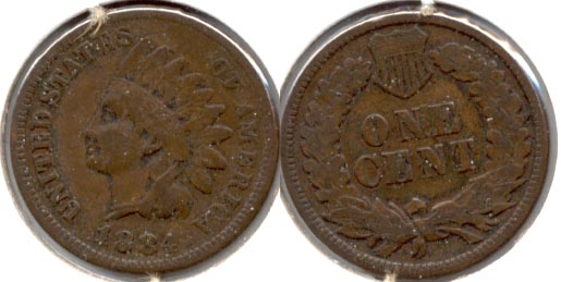 1884 Indian Head Cent Fine-12