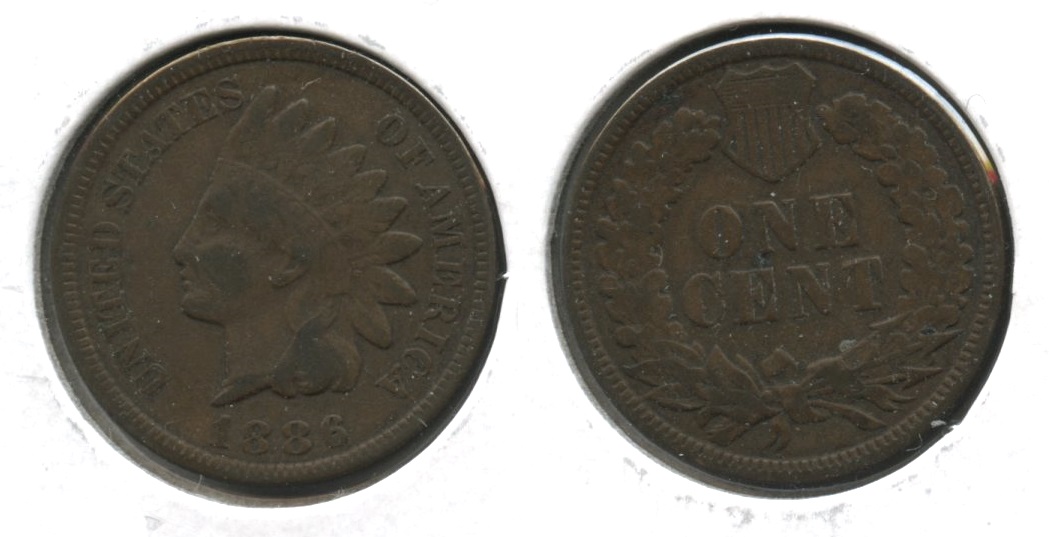 1886 Type 2 Indian Head Cent Fine-12 #a Type II