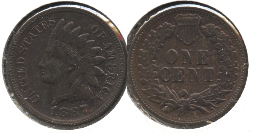 1887 Indian Head Cent MS-63 Brown