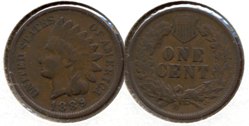 1889 Indian Head Cent Fine-12