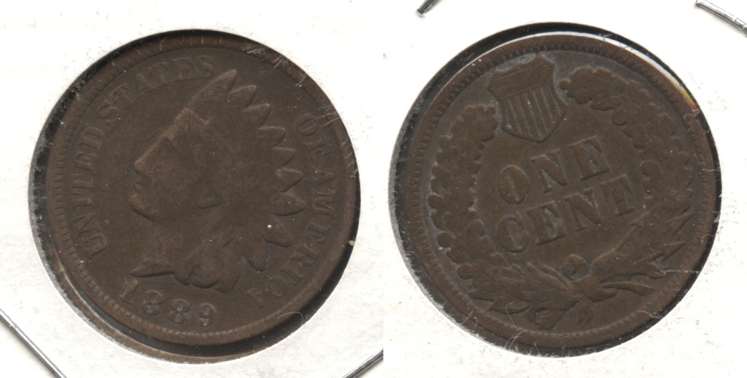1889 Indian Head Cent Good-4 #r Cleaned Retoned
