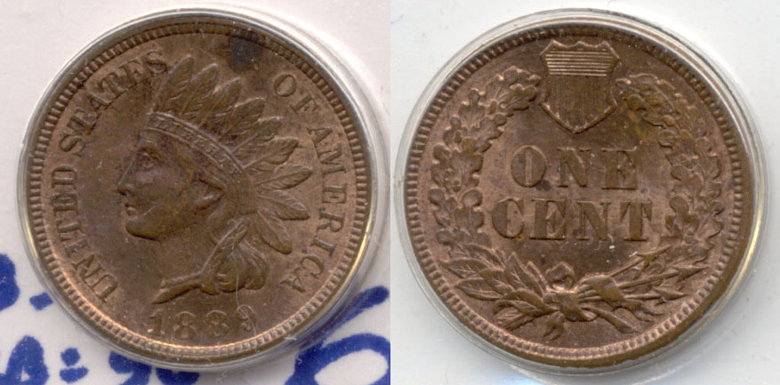1889 Indian Head Cent MS-63 Red Brown