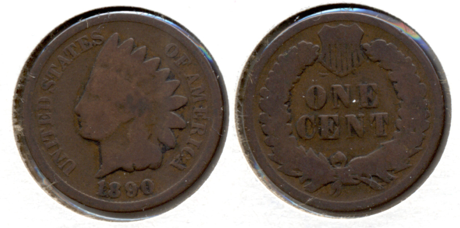 1890 Indian Head Cent Good-4 a Cleaned Retoned