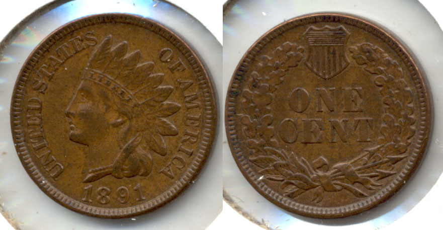 1891 Indian Head Cent AU-55 a