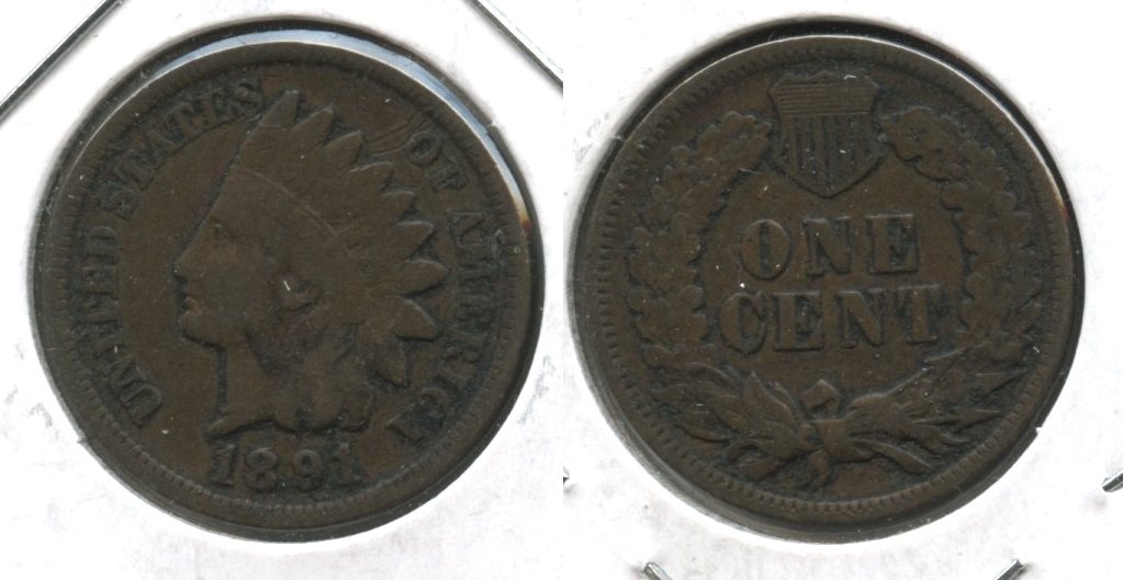 1891 Indian Head Cent Fine-12 #a