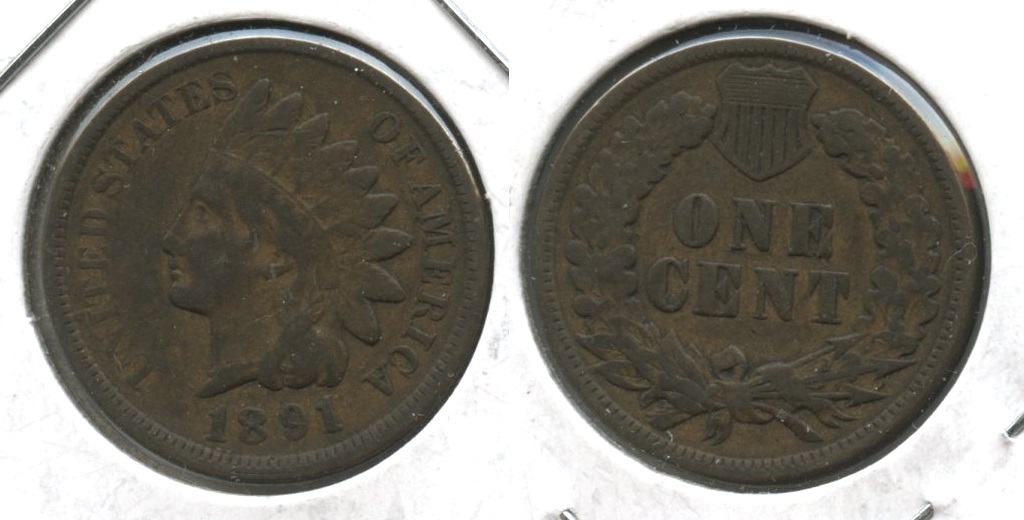 1891 Indian Head Cent Fine-12 #b