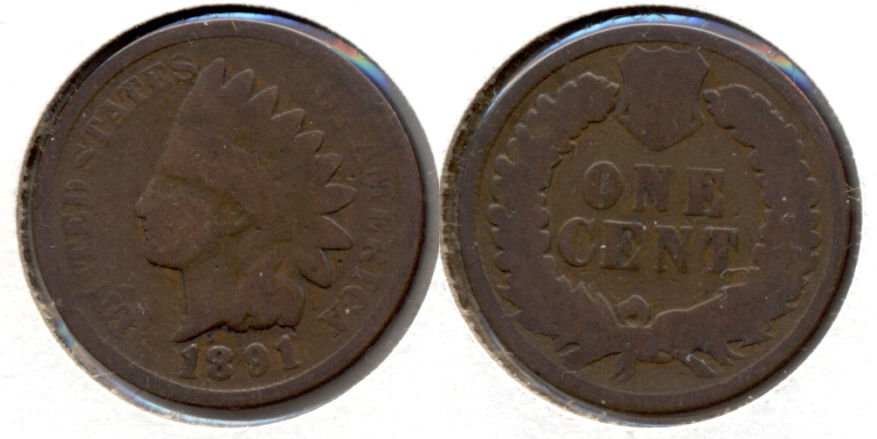 1891 Indian Head Cent Good-4