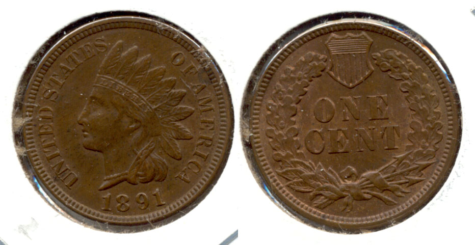 1891 Indian Head Cent MS-60 Brown