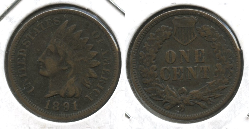 1891 Indian Head Cent VF-20 Bit Dark