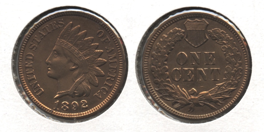 1892 Indian Head Cent AU-50 #d Cleaned