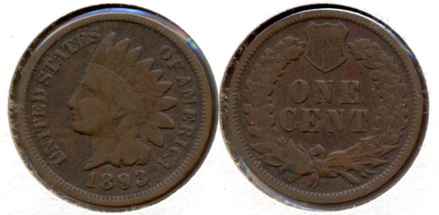 1893 Indian Head Cent Good-4 o