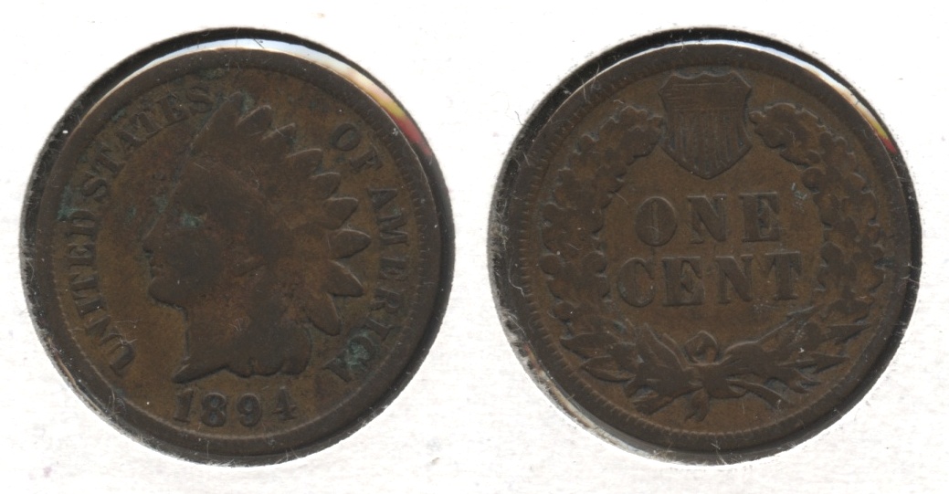 1894 Indian Head Cent Good-4 #bl Green Spot