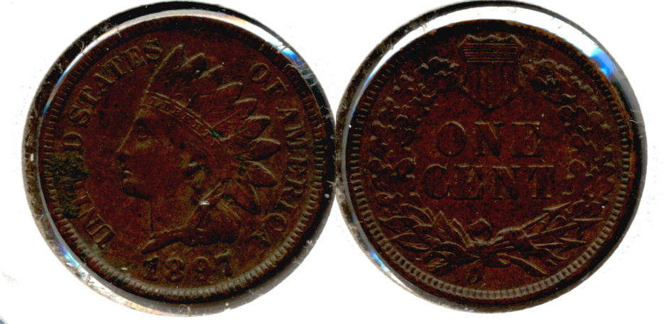 1897 Indian Head Cent AU-50 Obverse Spot