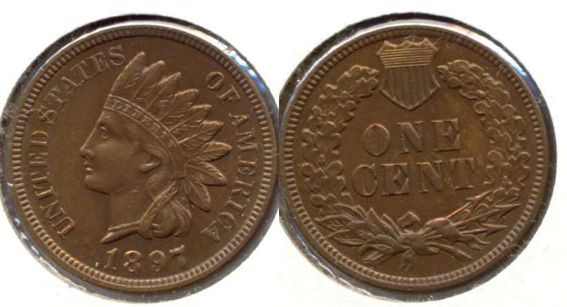 1897 Indian Head Cent MS-63 Red Brown