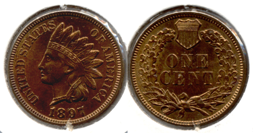 1897 Indian Head Cent MS-63 Red Brown a