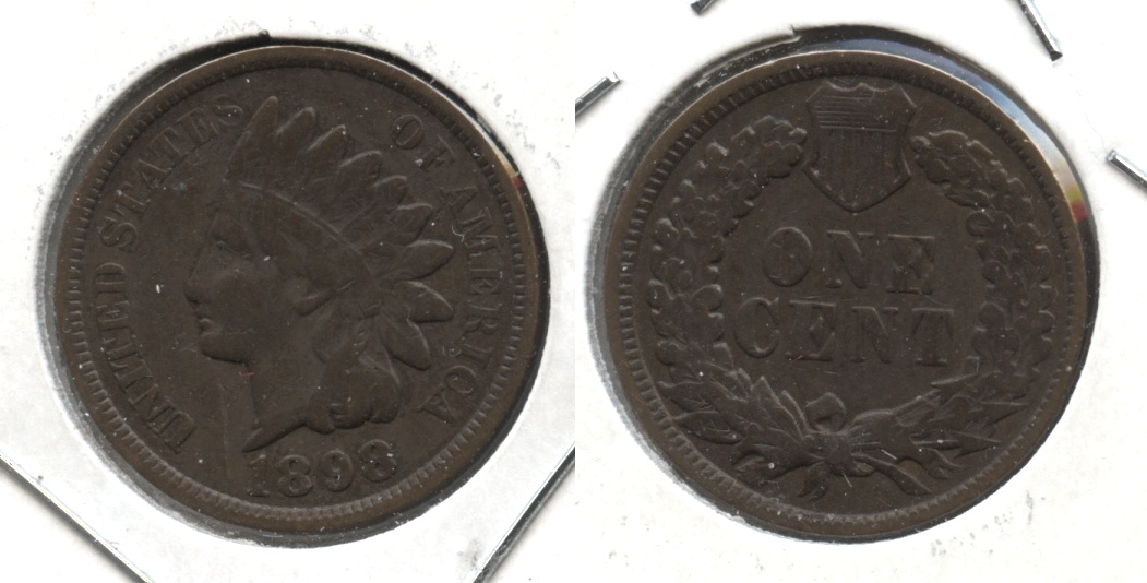 1898 Indian Head Cent VG-8 #d Cleaned Retoned