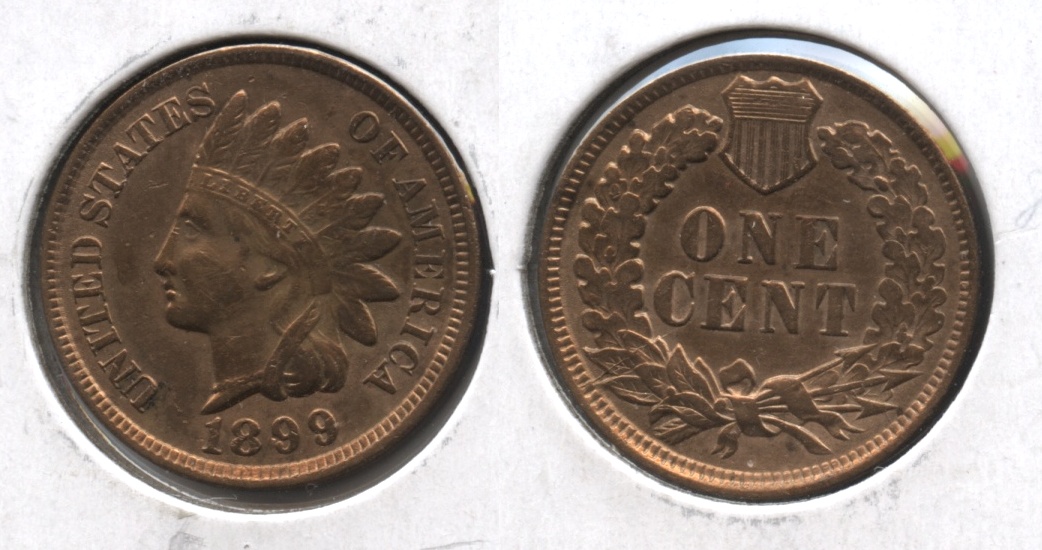 1899 Indian Head Cent AU-50 #e Cleaned
