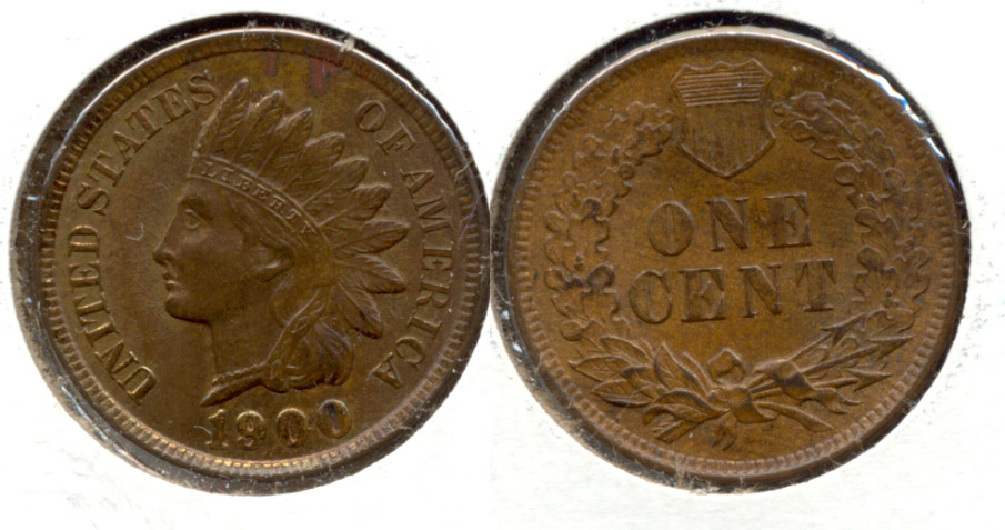 1900 Indian Head Cent MS-60 Brown
