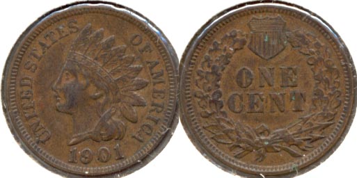 1901 Indian Head Cent AU-50 b