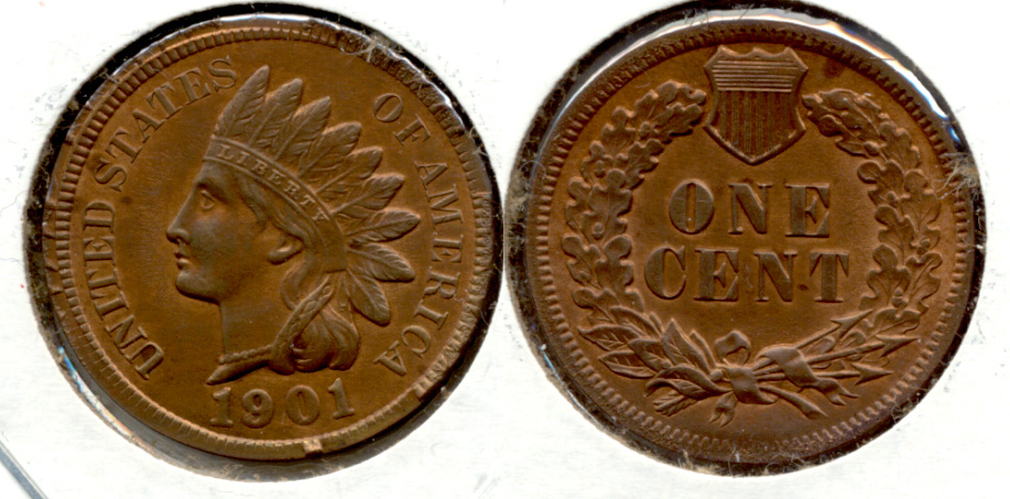 1901 Indian Head Cent AU-55 f