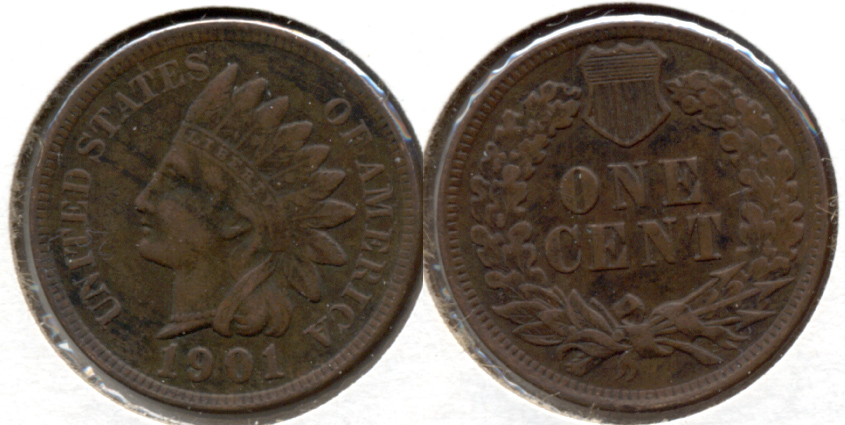 1901 Indian Head Cent EF-40 i Bit Dark