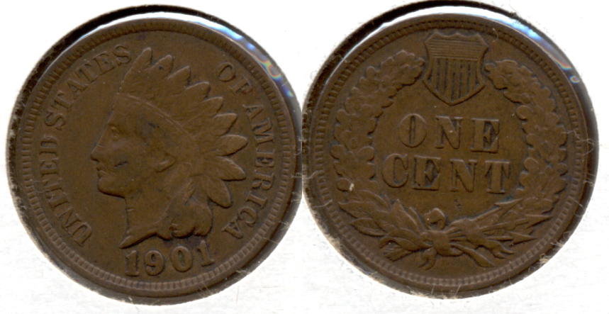 1901 Indian Head Cent Fine-12 d