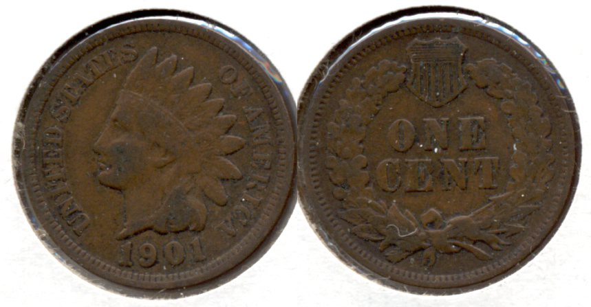 1901 Indian Head Cent Fine-12 h