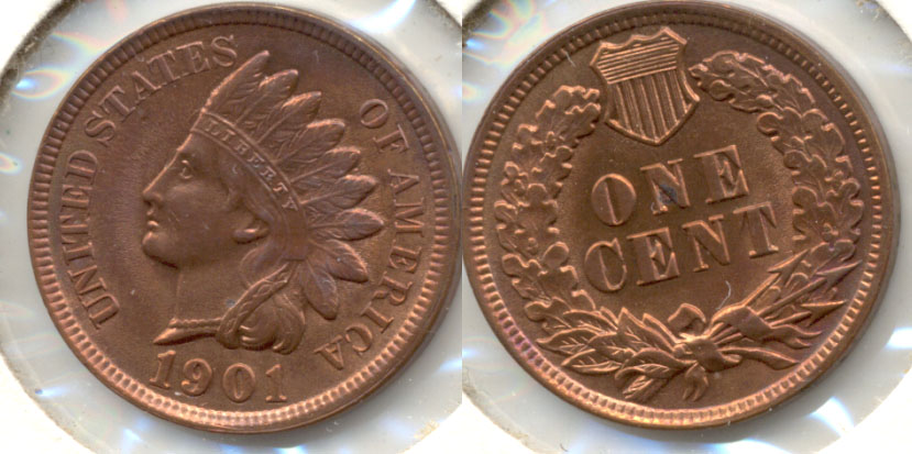 1901 Indian Head Cent MS-63 Red Brown
