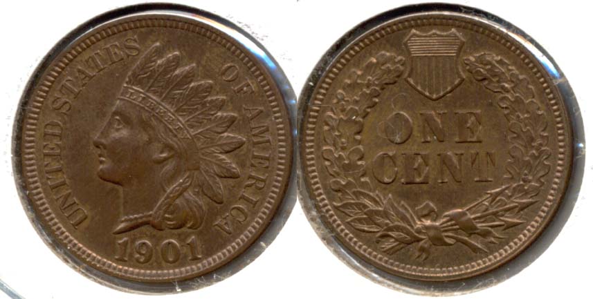 1901 Indian Head Cent MS-63 Red Brown a