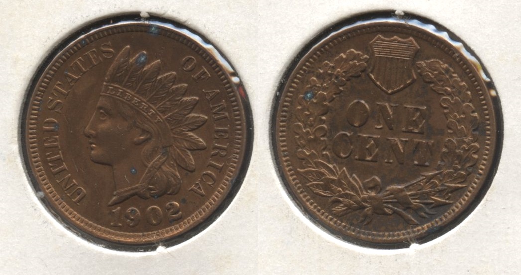 1902 Indian Head Cent AU-50 #r Spots