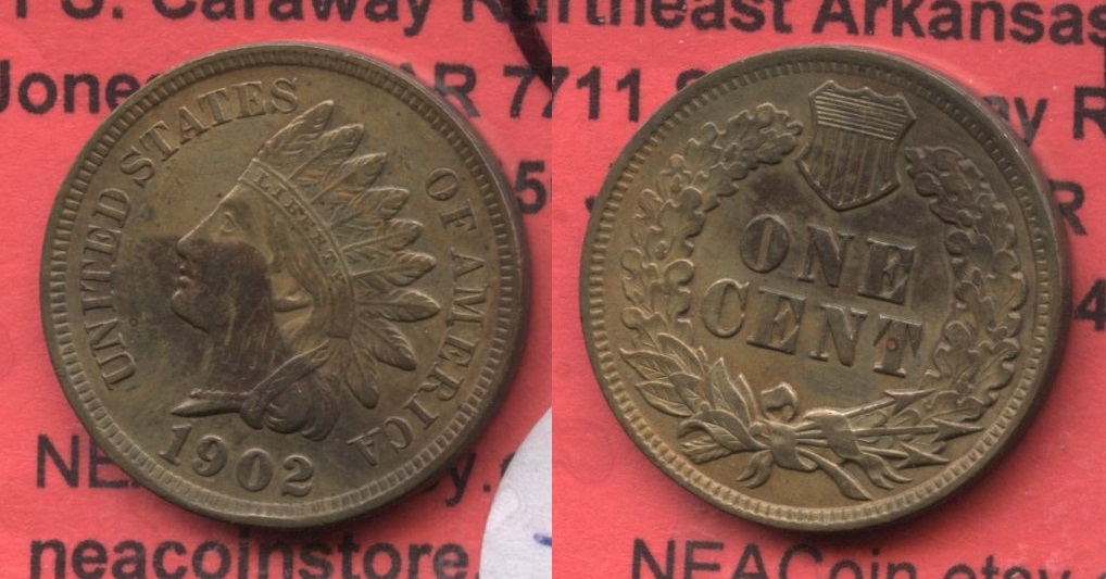 1902 Indian Head Cent EF-40 #t Cleaned