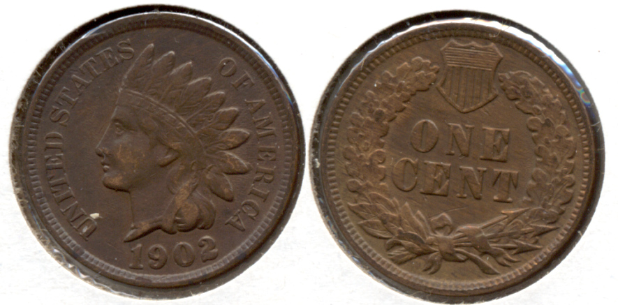 1902 Indian Head Cent VF-20 h Cleaned Retoned