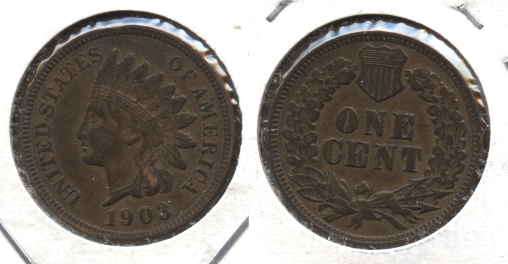 1903 Indian Head Cent AU-50 #g Shiny Patch