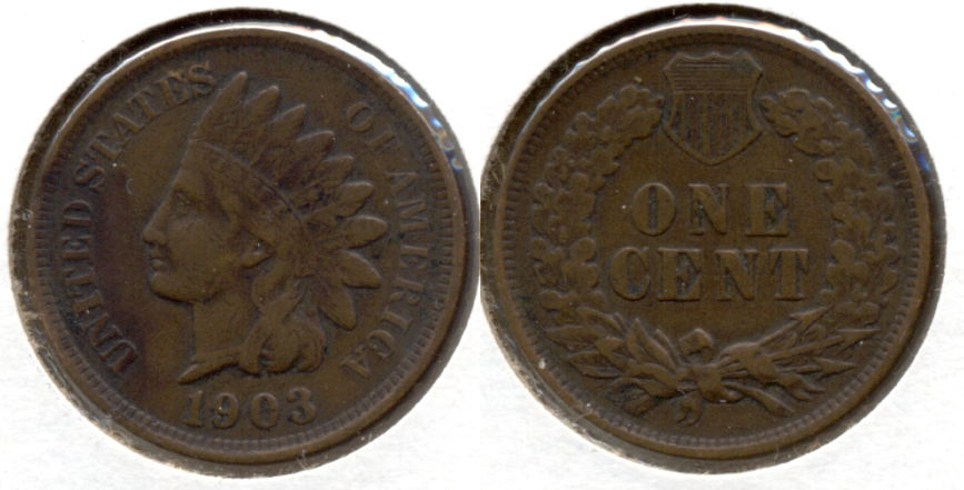 1903 Indian Head Cent VF-20 e Bit Dark
