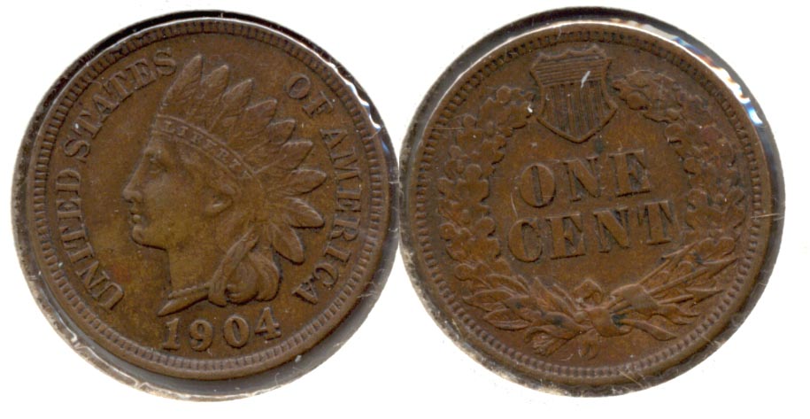 1904 Indian Head Cent AU-50 d