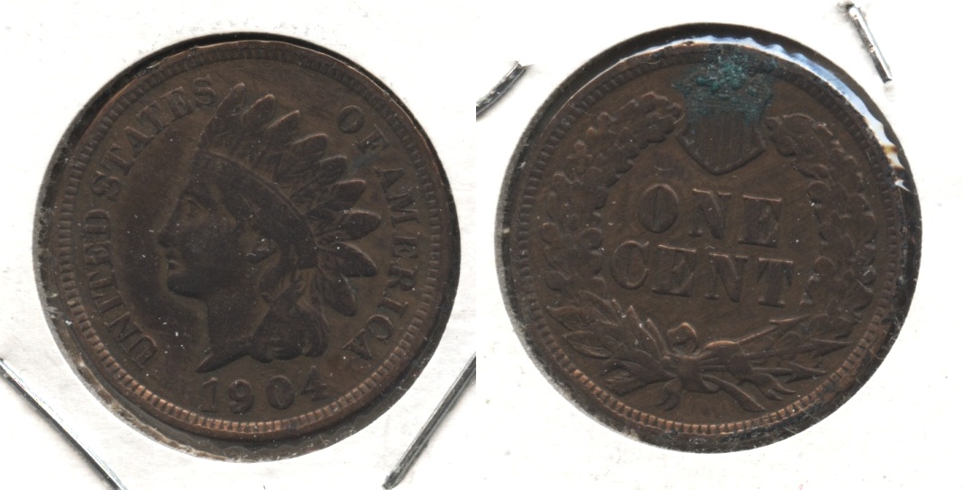 1904 Indian Head Cent Fine-12 #r Cleaned Retoned