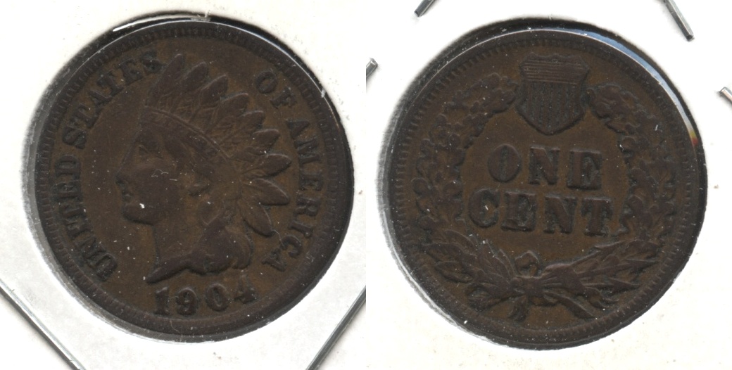 1904 Indian Head Cent VF-20 #ah Cleaned Retoned