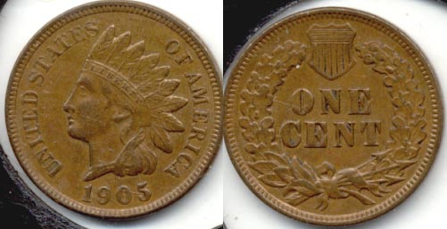 1905 Indian Head Cent AU-50